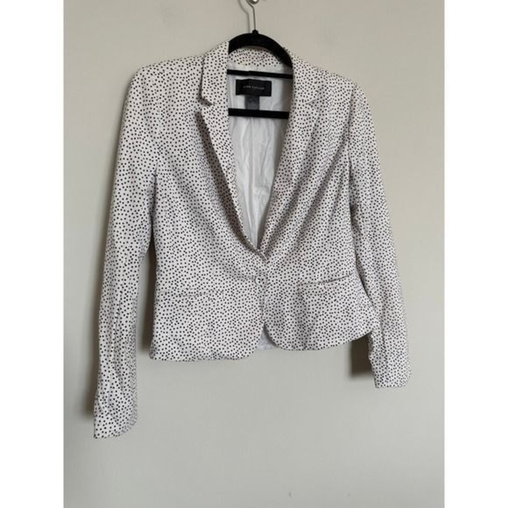 Ann Taylor White Black Polka Dot Blazer Jacket Career Office - Size Medium - Picture 7 of 10